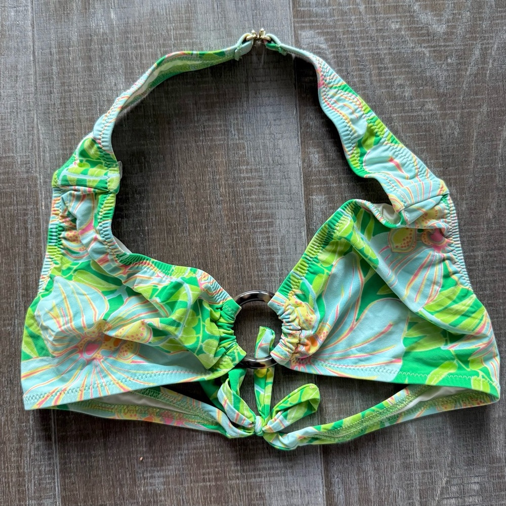 Elizabeth Hurley Beach Bikini halter Top Sz S